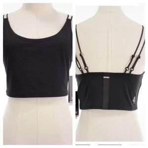 *NWT* Fourlaps Poise Longline Stretch Low Support Bra Size Large in‎ Black